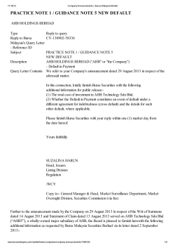 practice note 1 / guidance note 5 new default