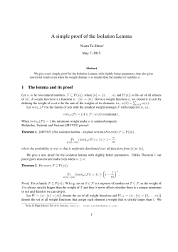 A simple proof of the Isolation Lemma