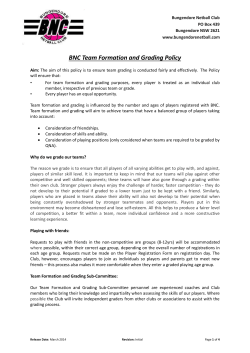 BNC Team Formation and Grading Policy