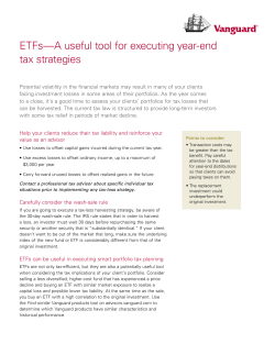 ETFs&mdash;A useful tool for executing year-end tax strategies