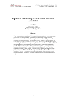 Experience and Winning in the National Basketball Association