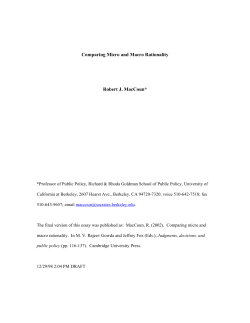 MICRO-MACRO PROBLEMS IN PSYCHOLOGY AND ECONOMICS*