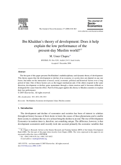 Ibn Khaldun`s theory of development: Does it help explain the low