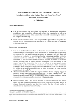 EU Competition Practice on Predatory Pricing