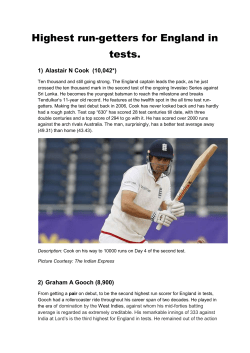 Highest run-getters for England in tests. Alastair