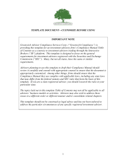 Sample Table of Contents for Compliance Manual