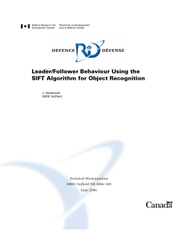 Leader/Follower Behaviour Using the SIFT Algorithm for Object