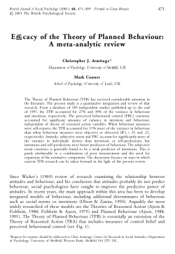 Efficacy of the Theory of Planned Behaviour: A Meta