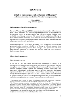 ToC Notes 1 What is the purpose of a Theory of Change?1