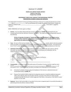 Independent Consultant Contract (Proposition 39 Energy Consultant