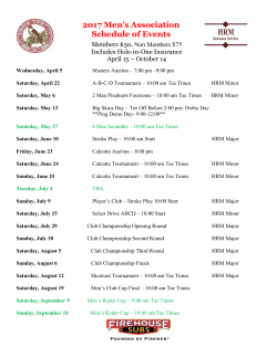 2017 Men`s Club Calendar of Events