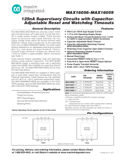 MAX16056&ndash;MAX16059 125nA Supervisory Circuits with Capacitor