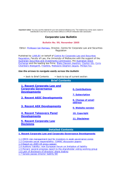 Corporate Law Bulletin 99 - November 2005