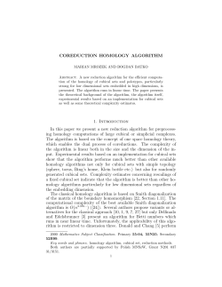 COREDUCTION HOMOLOGY ALGORITHM 1. Introduction In this