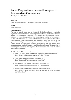 Panel Proposition - European Pragmatism Conference II