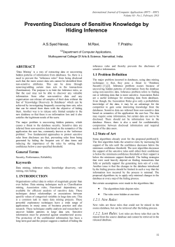 Preventing Disclosure of Sensitive Knowledge by Hiding Inference