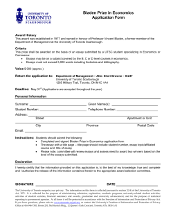 Bladen Prize in Economics Application Form - UTSC