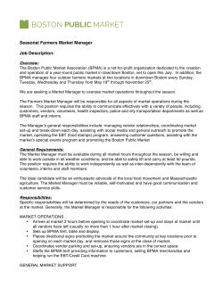 Seasonal Farmers Market Manager Job Description