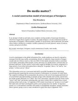 Key words: stereotypes, foreigners, social