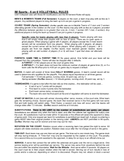 IM Sports - 6 on 6 VOLLEYBALL Rules