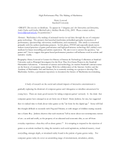 High-Performance Play: The Making of Machinima