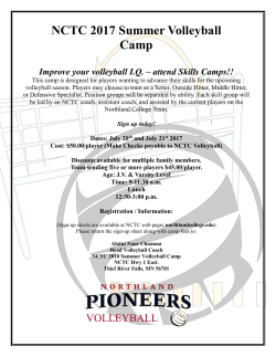 NCTC 2017 Summer Volleyball Camp Improve your volleyball IQ