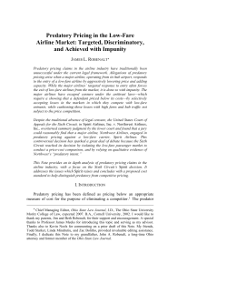 Predatory Pricing in the Low-Fare Airline Market