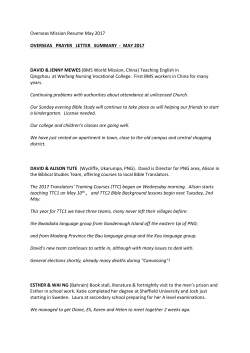Overseas Mission Resume May 2017