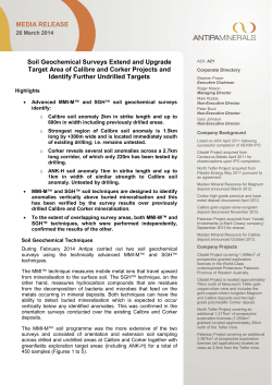 Soil Geochemical Surveys Extend and Upgrade
