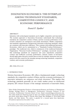 Innovation Economics: The Interplay Among Technology Standards