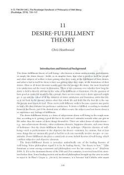1 Desire-Fulfillment Theory Chris Heathwood 1. Introduction and