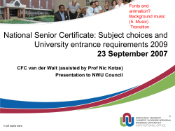 National Senior Certificate: Subject choices and University