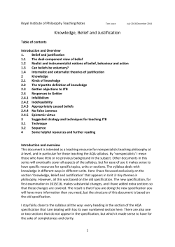 Knowledge, Belief and Justification