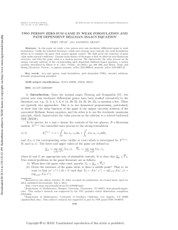 Two Person Zero-Sum Game in Weak Formulation and Path