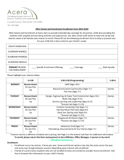 2015-2016 After School and Enrichment Enrollment