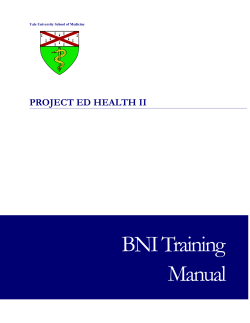BNI Training Manual - Yale School of Medicine