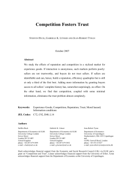 Competition Fosters Trust - Paris School of Economics