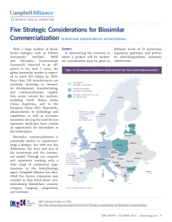 Five Strategic Considerations for Biosimilar Commercialization