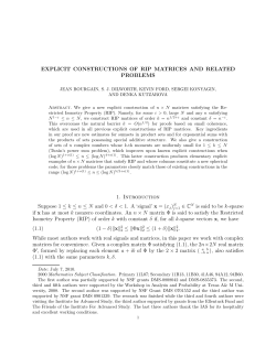 EXPLICIT CONSTRUCTIONS OF RIP MATRICES AND RELATED