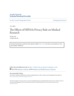 The Effects of HIPAA`s Privacy Rule on Medical Research