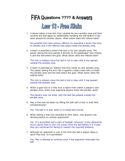 Law 13: Free Kicks - Renfrew Minor Soccer