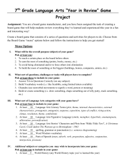 7th Grade Language Arts &ldquo;Year in Review&rdquo; Game Project