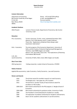 Naomi Gershoni Contact Information Department of Economics