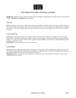 SSA Under 14 to Under 19 Practice Activities