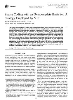 Sparse Coding with an Overcomplete Basis Set: A Strategy