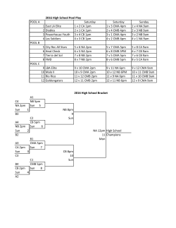 2016 High School Pool Play POOL A Saturday Saturday Sunday 1