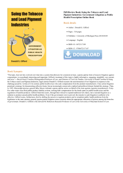 Suing the Tobacco and Lead Pigment Industries