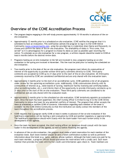 Overview of the CCNE Accreditation Process
