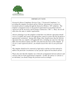 Sample Solicitor Agreement and Solicitor`s Disclosure Statement