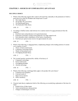 CHAPTER 3&mdash;SOURCES OF COMPARATIVE ADVANTAGE